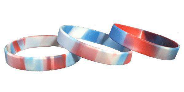 Red White and Blue Silicone Wristbands Mundo Brazaletes